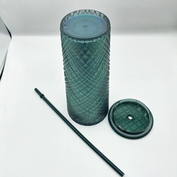 Starbucks 2023 Green Diamond Jeweled Soft Touch Cold Cup Tumbler 24 oz - Picture 4 of 8